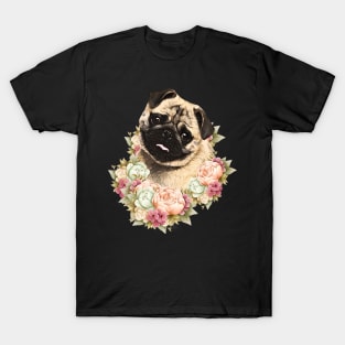 Pug With Floral T-Shirt